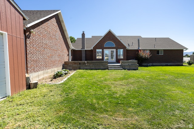 310 S 100 W, Centerfield, UT 84622 - back of house with a lawn and french doors