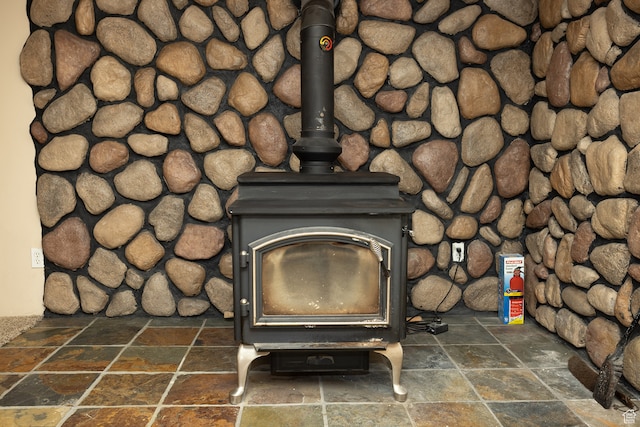 310 S 100 W, Centerfield, UT 84622 - details with a wood stove and tile patterned floors