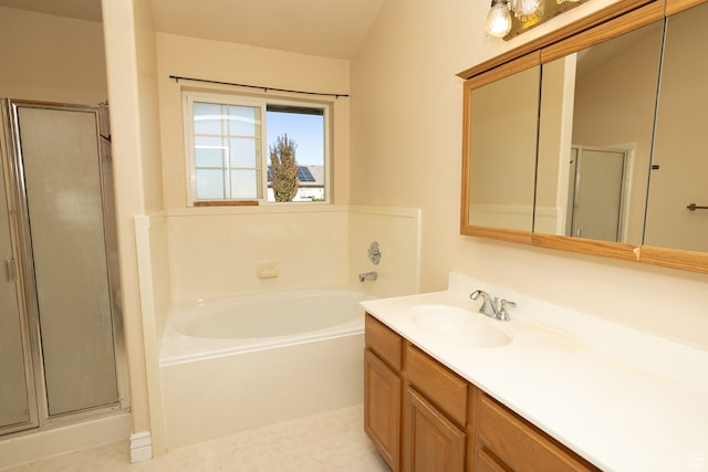 310 S 100 W, Centerfield, UT 84622 - bathroom featuring tile patterned flooring, independent shower and bath, and vanity