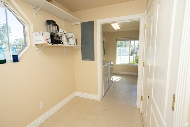 310 S 100 W, Centerfield, UT 84622 - hallway with independent washer and dryer, electric panel, and light tile patterned floors