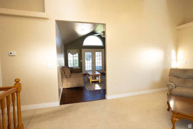 310 S 100 W, Centerfield, UT 84622 - sitting room featuring ceiling fan, hardwood / wood-style flooring, and high vaulted ceiling