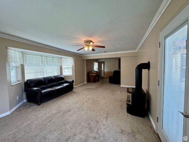 186 S 100 E St E, Laketown, UT 84038 - carpeted living room featuring ornamental molding and baseboards