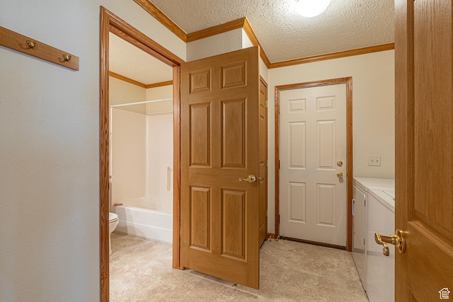80 E 300 N Unit 3, Preston, ID 83263 - interior space with crown molding, a textured ceiling, and independent washer and dryer