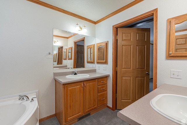 80 E 300 N Unit 3, Preston, ID 83263 - bathroom with vanity, ornamental molding, a garden tub, and visible vents