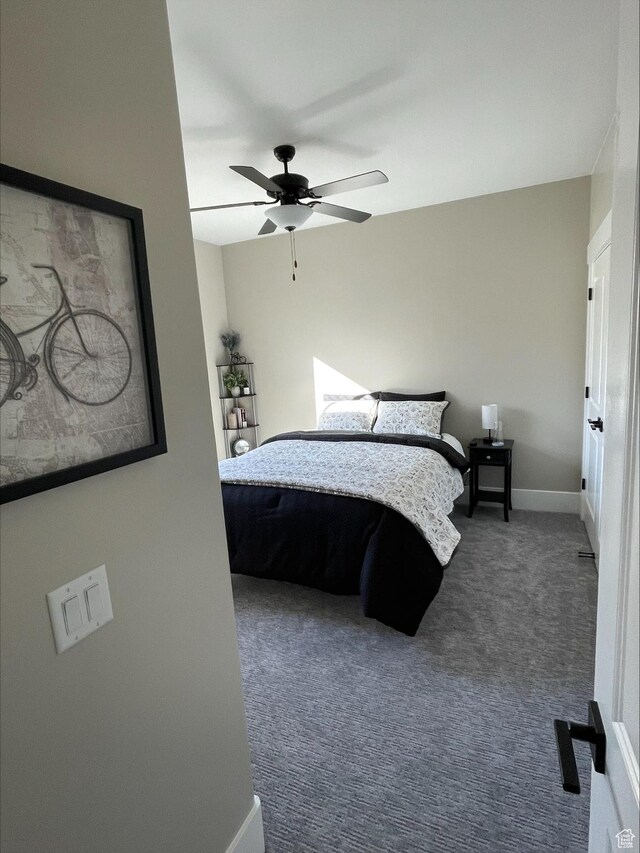 2226 S 2925 W, Cedar City, UT 84720 - bedroom featuring dark colored carpet, a ceiling fan, and baseboards