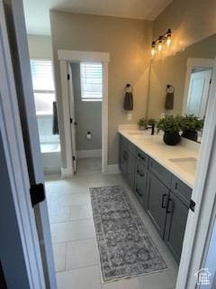 2226 S 2925 W, Cedar City, UT 84720 - bathroom featuring double vanity, tile patterned flooring, baseboards, and a sink