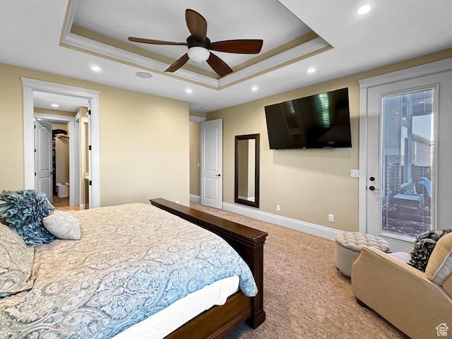 1542 S Valley View Dr, Perry, UT 84302 - bedroom with carpet, a raised ceiling, baseboards, and recessed lighting