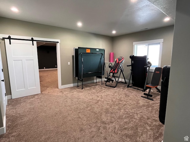 1579 N 2200 E, Preston, ID 83263 - playroom with recessed lighting, a barn door, and carpet floors