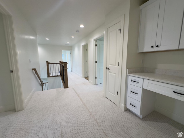16 W 650 N Unit 1, Salem, UT 84653 - corridor featuring an upstairs landing, light colored carpet, recessed lighting, and baseboards