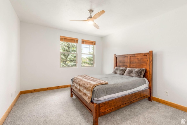 1746 W Redstone Ave # G, Park City, UT 84098 - bedroom with light colored carpet and ceiling fan