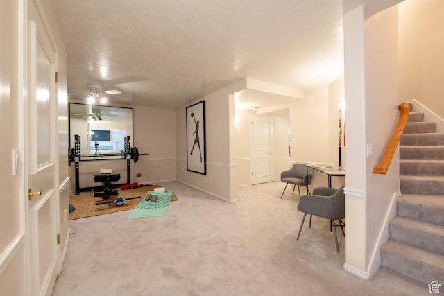 3880 E Thousand Oaks Cir, Salt Lake City, UT 84124 - exercise area with a ceiling fan, carpet, and baseboards