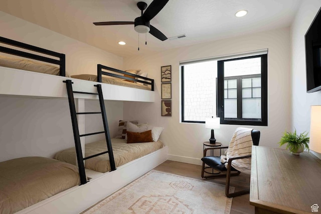 5346 Cyan Ln, St George, UT 84790 - bedroom with baseboards, visible vents, wood finished floors, and recessed lighting