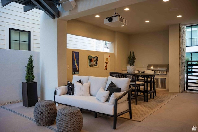 5346 Cyan Ln, St George, UT 84790 - interior space featuring outdoor dining area, an outdoor hangout area, exterior kitchen, and area for grilling