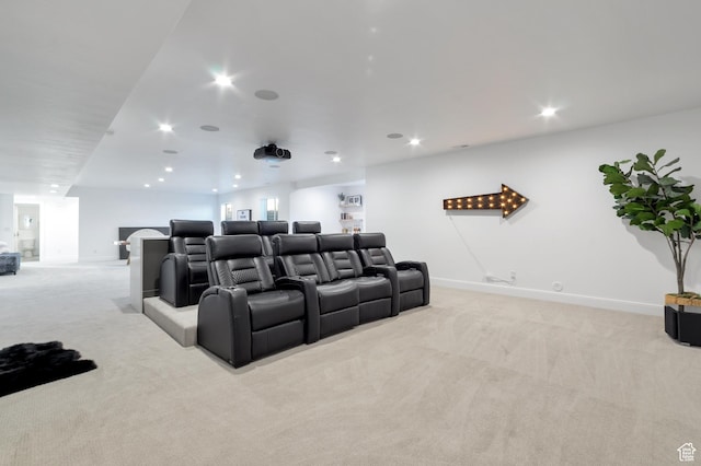 165 S Farmhouse Cir, Kaysville, UT 84037 - home theater featuring baseboards, recessed lighting, and light colored carpet