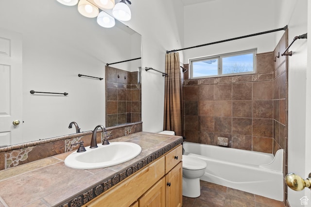 880 E 300 S, Smithfield, UT 84335 - full bath with vanity, stone finish flooring, shower / bath combination with curtain, and toilet