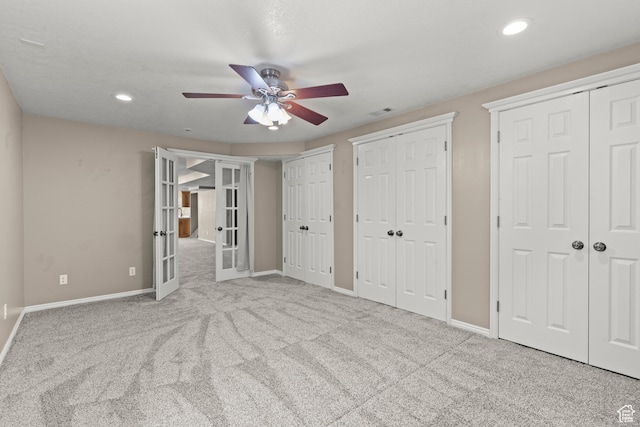 880 E 300 S, Smithfield, UT 84335 - unfurnished bedroom featuring carpet floors, french doors, two closets, recessed lighting, and baseboards