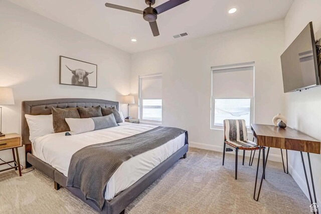 1240 E Villa Way Unit 64, Washington, UT 84780 - bedroom with light carpet, recessed lighting, visible vents, and baseboards