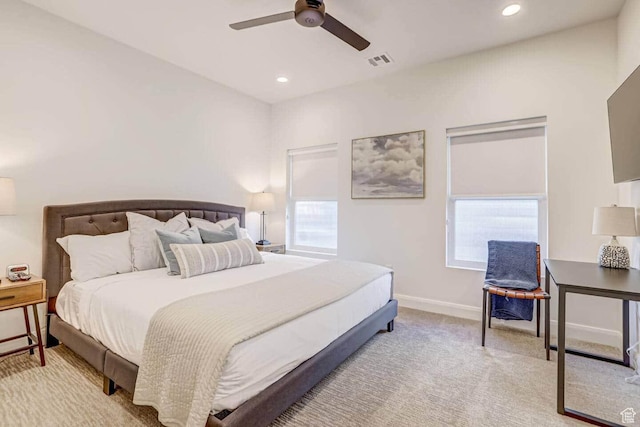 1240 E Villa Way Unit 64, Washington, UT 84780 - carpeted bedroom with recessed lighting, visible vents, ceiling fan, and baseboards