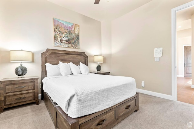 3193 S 4900 W, Hurricane, UT 84737 - bedroom featuring baseboards, ceiling fan, and light colored carpet