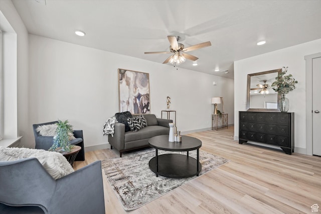 658 S 85 E Unit 13, Smithfield, UT 84335 - living room with ceiling fan, wood finished floors, baseboards, and recessed lighting