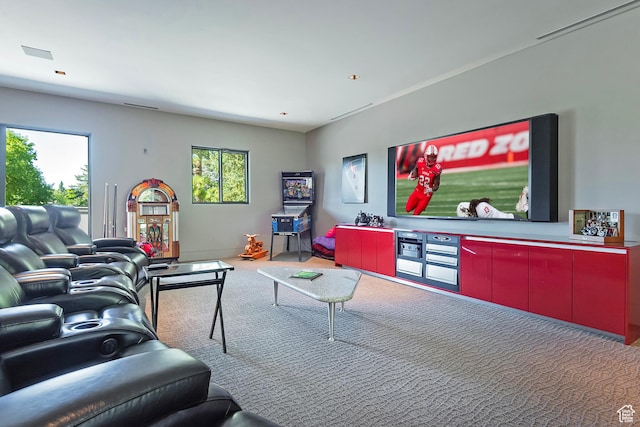 living room with carpet floors
