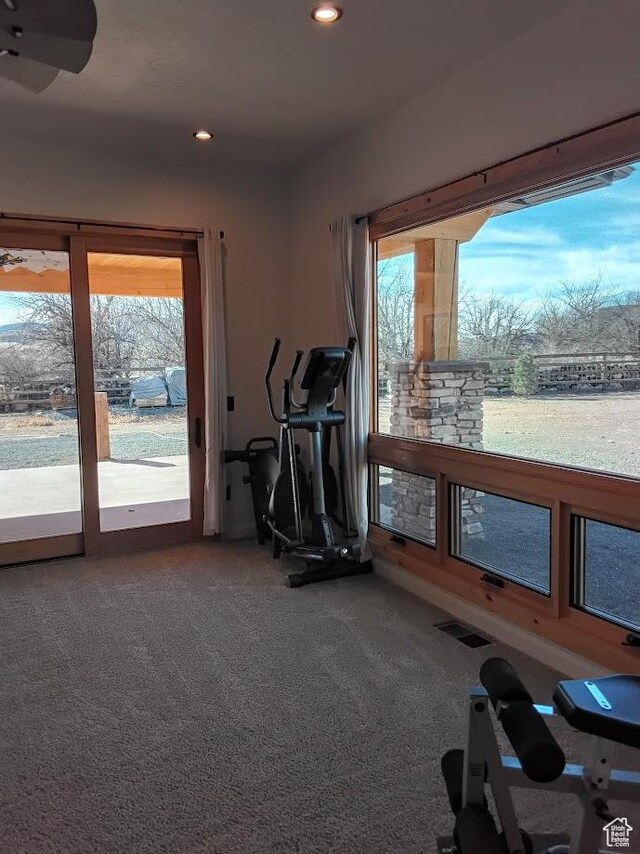 630 W 150 S, Torrey, UT 84775 - workout area with recessed lighting, carpet flooring, and ceiling fan