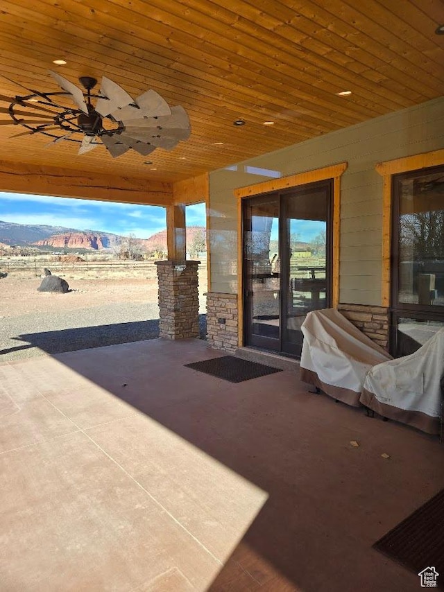 630 W 150 S, Torrey, UT 84775 - view of patio / terrace with a mountain view and ceiling fan