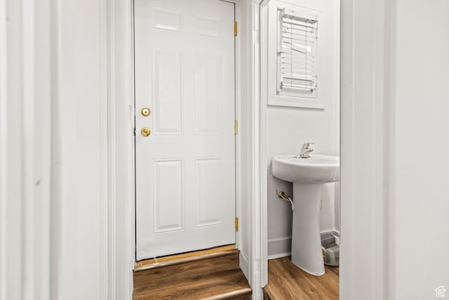 69 S Main St, Manti, UT 84642 - bathroom featuring sink and wood-type flooring