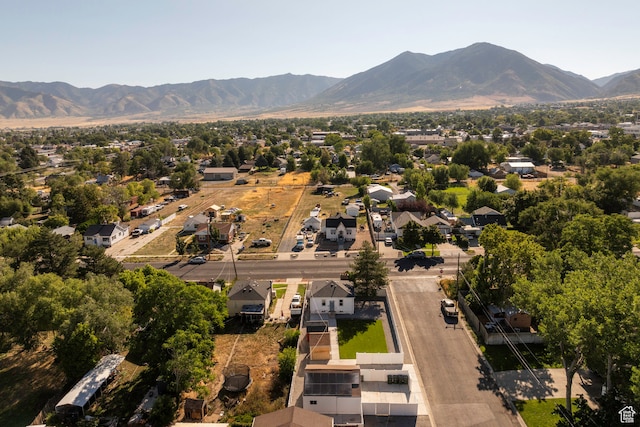 drone / aerial view with a mountain view