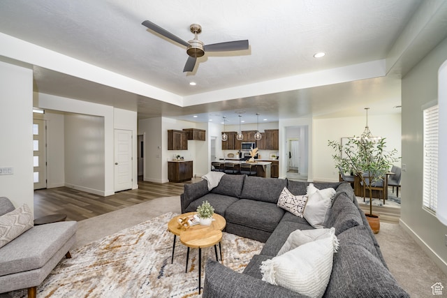 3385 S Marblewood Dr, St George, UT 84790 - living room with hardwood / wood-style floors and ceiling fan