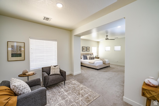 3385 S Marblewood Dr, St George, UT 84790 - carpeted living room featuring ceiling fan