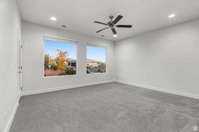 2128 N Montagna St, Washington, UT 84780 - empty room with baseboards, recessed lighting, a ceiling fan, carpet floors, and visible vents