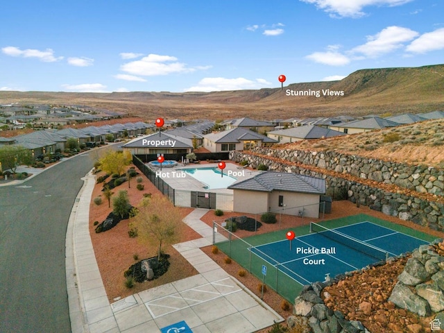 2128 N Montagna St, Washington, UT 84780 - drone / aerial view with a mountain view and a residential view