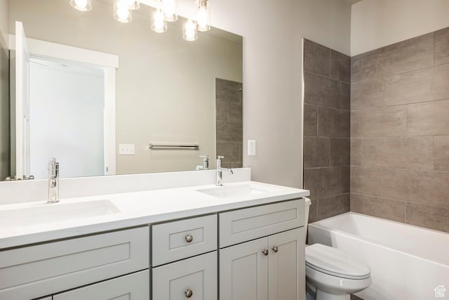 1082 S 2810 E, Spanish Fork, UT 84660 - full bathroom featuring double vanity, a sink, toilet, and shower / washtub combination