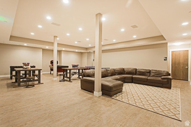 1082 S 2810 E, Spanish Fork, UT 84660 - living area featuring baseboards, a raised ceiling, and recessed lighting