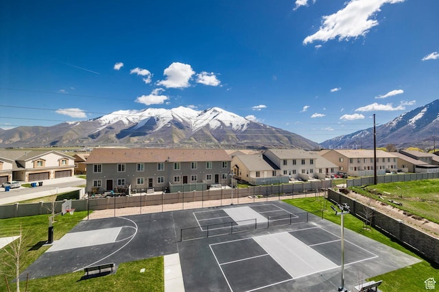 1082 S 2810 E, Spanish Fork, UT 84660 - view of basketball court featuring fence, a residential view, a mountain view, and community basketball court