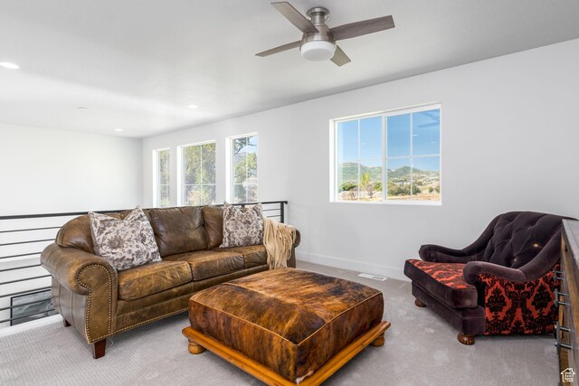 291 E 1980 N, Heber City, UT 84032 - living area with plenty of natural light, carpet flooring, visible vents, and baseboards