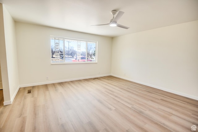 265 E Center St, Beaver, UT 84713 - empty room with light wood-type flooring, baseboards, visible vents, and a ceiling fan