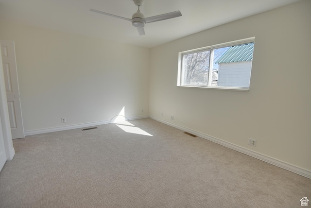 265 E Center St, Beaver, UT 84713 - unfurnished room featuring a ceiling fan, light colored carpet, visible vents, and baseboards