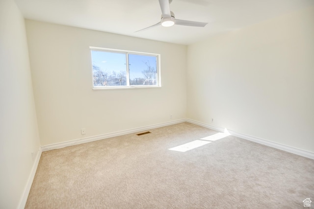 265 E Center St, Beaver, UT 84713 - unfurnished room featuring a ceiling fan, light colored carpet, visible vents, and baseboards