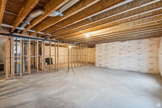 view of unfinished basement