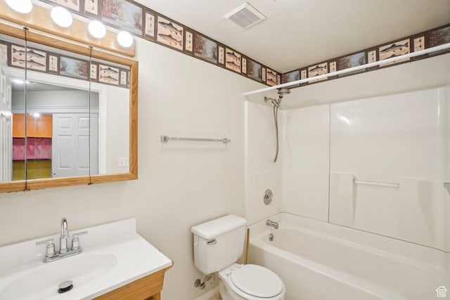 678 Eagle Way, Fruit Heights, UT 84037 - bathroom featuring toilet, shower / bathtub combination, baseboards, visible vents, and vanity