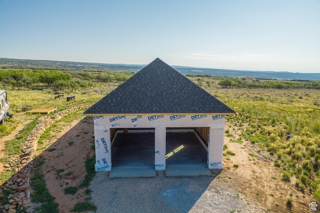 view of detached garage