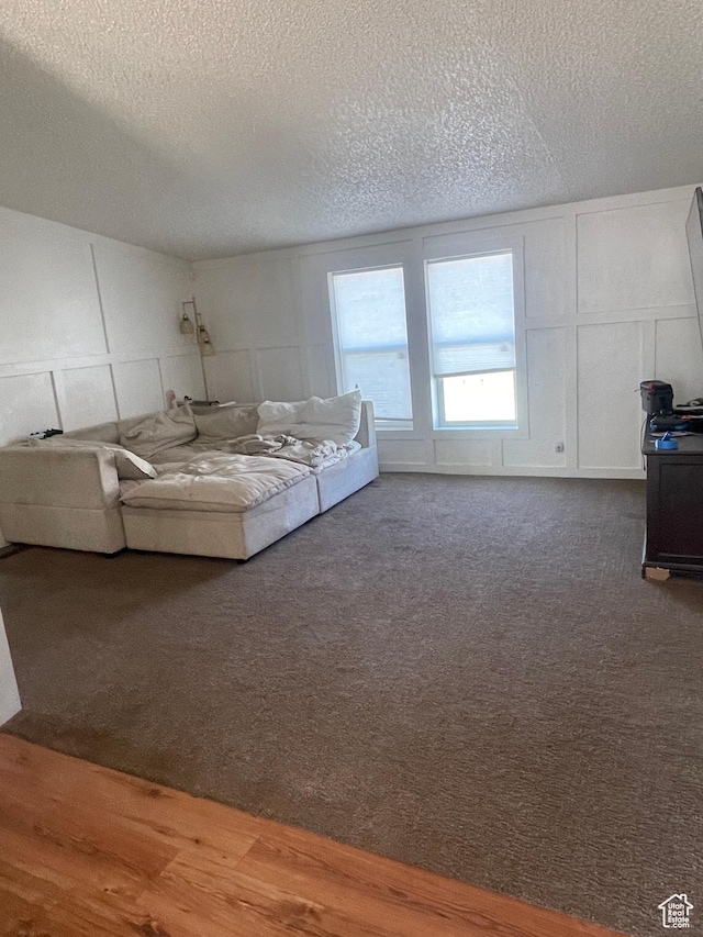 3772 N 15530 W, Altamont, UT 84001 - living area with a decorative wall, carpet, and a textured ceiling