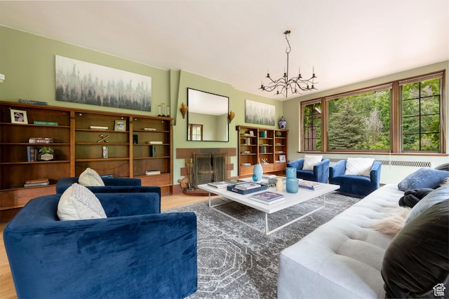 2633 E 6200 S, Holladay, UT 84121 - living area featuring a chandelier and wood finished floors
