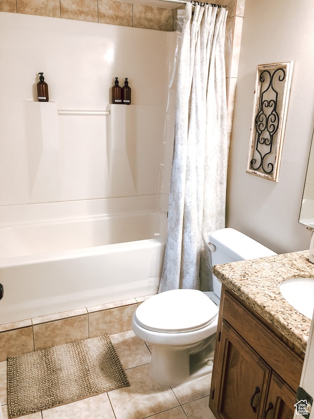715 W 1600 N, Mapleton, UT 84664 - full bathroom featuring toilet, vanity, shower / tub combo with curtain, and tile patterned flooring