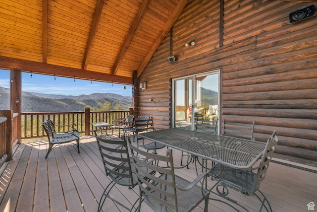 5404 Mountain Vw, Kamas, UT 84036 - wooden deck featuring a mountain view and outdoor dining space