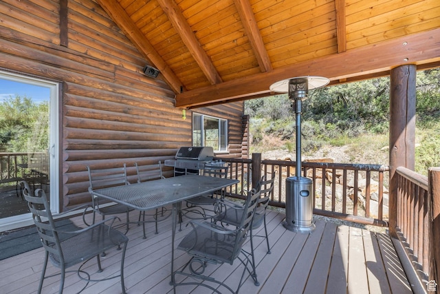 5404 Mountain Vw, Kamas, UT 84036 - wooden deck with a grill and outdoor dining area