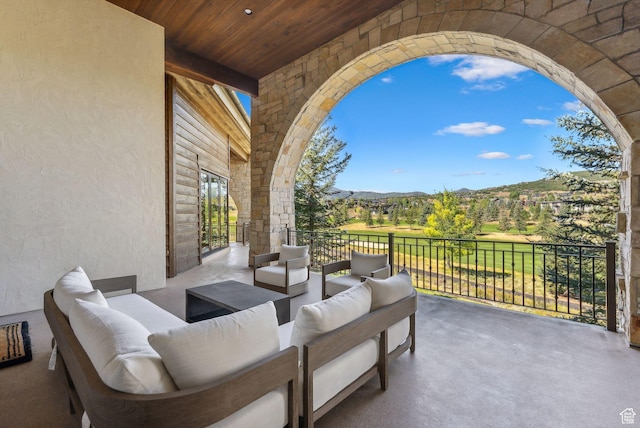 340 Hollyhock St, Park City, UT 84098 - view of patio / terrace featuring an outdoor hangout area and a mountain view