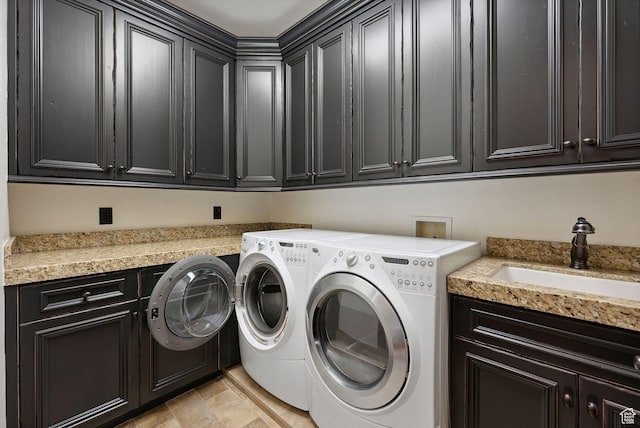 340 Hollyhock St, Park City, UT 84098 - washroom featuring cabinet space, washing machine and dryer, and a sink